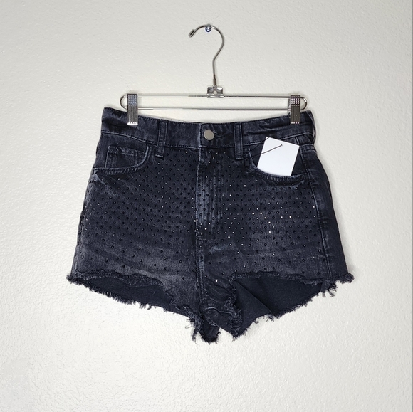 Zara Black With Embellishments Cut Off Shorts 2 NWT - Picture 2 of 6
